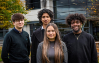 Josh Baker, Yusuf Naeem, Libby Parker and Nathan Fadiran O’Connor are beginning their T Level industry placements on HS2.