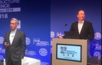 Greg Bentley (left) and Javier Baldor speaking at the FIDIC annual conference in Berlin.