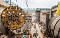 Second giant HS2 tunnel boring machine gets ready to start digging under Birmingham - the giant 125 tonne cutterhead being moved into place