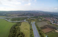 Aerial photo of proposed M58 Wigan Link Road, part of £67m of road improvements announced by Highways England.