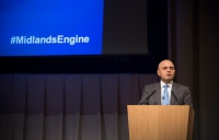 Communities secretary Sajid Javid speaking in Birmingham about the Midlands Engine initiative.