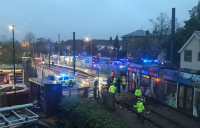 Emergency services on the scene in Croydon following a tram derailment. Photo: Hannah Collier (@hannahCollier1)