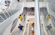 Staircase at AECOM's new central London offices. PHOTO: Hufton+Crow.