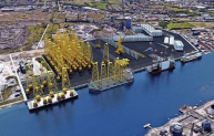 Artist impression of Able UK's proposed offshore wind facility on the banks of the Tees. 
