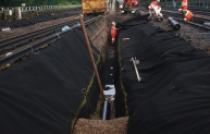 New, higher capacity track drainage being installed